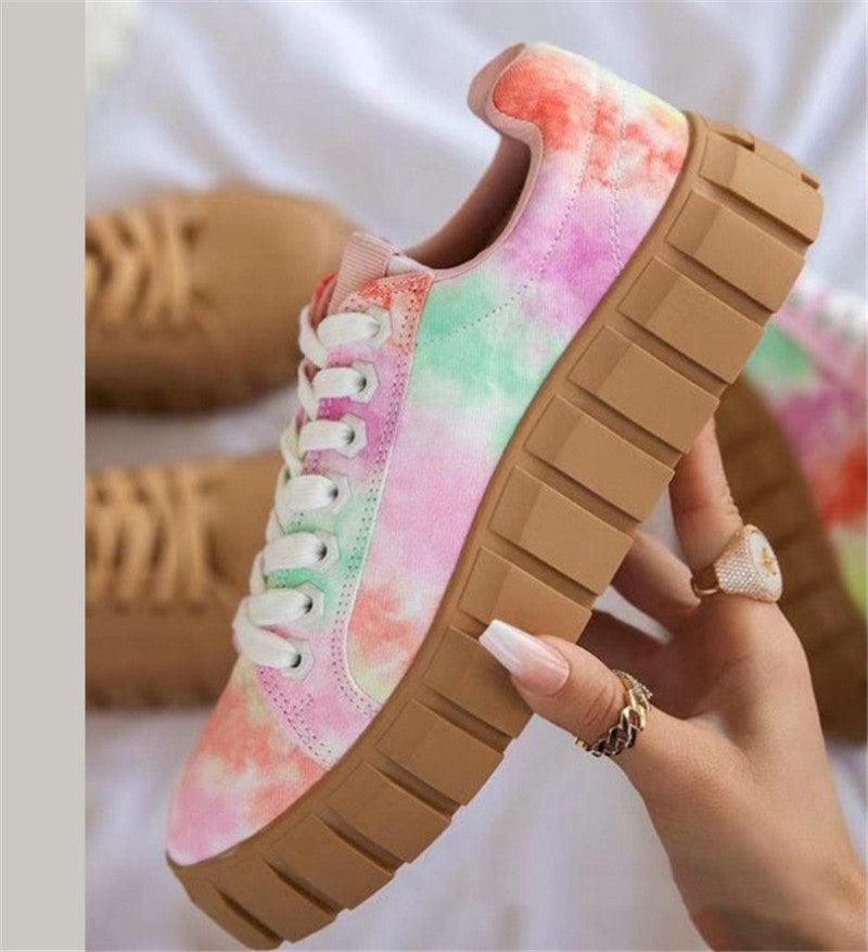 Casual Sports Lace-up Canvas Women's Shoes With Platform - Trendha