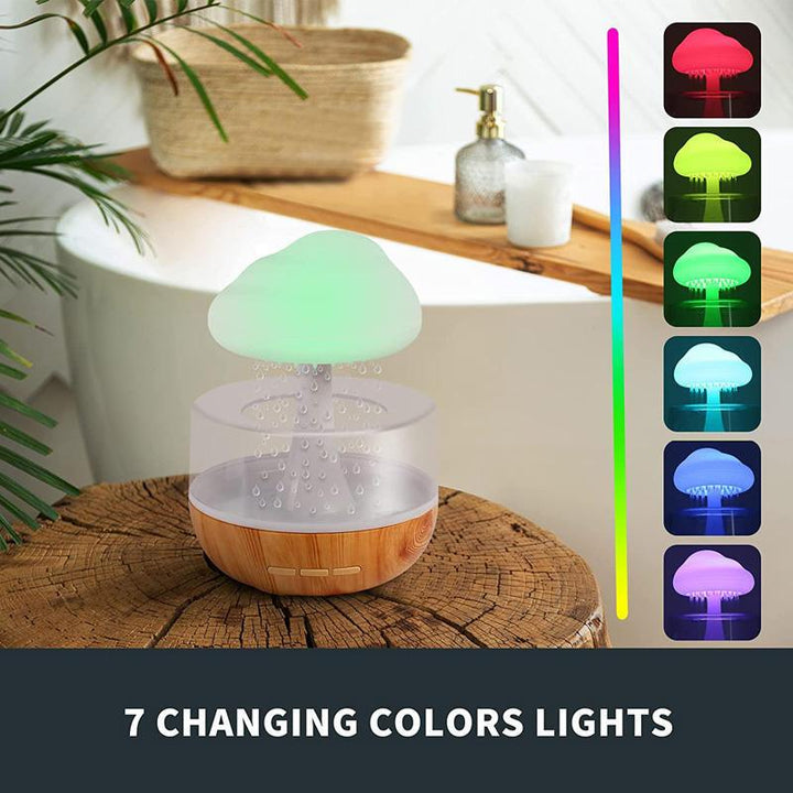 2-in-1 Desk Humidifier Rain Cloud Aromatherapy Essential Oil Zen Diffuser & Raining Cloud Night Light Mushroom Lamp - Trendha