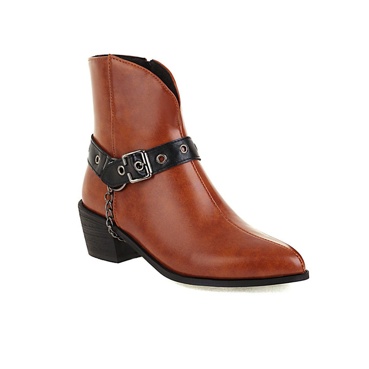 Martin Boots Belt Buckle Mid-heel Rivet Women's Shoes - Trendha