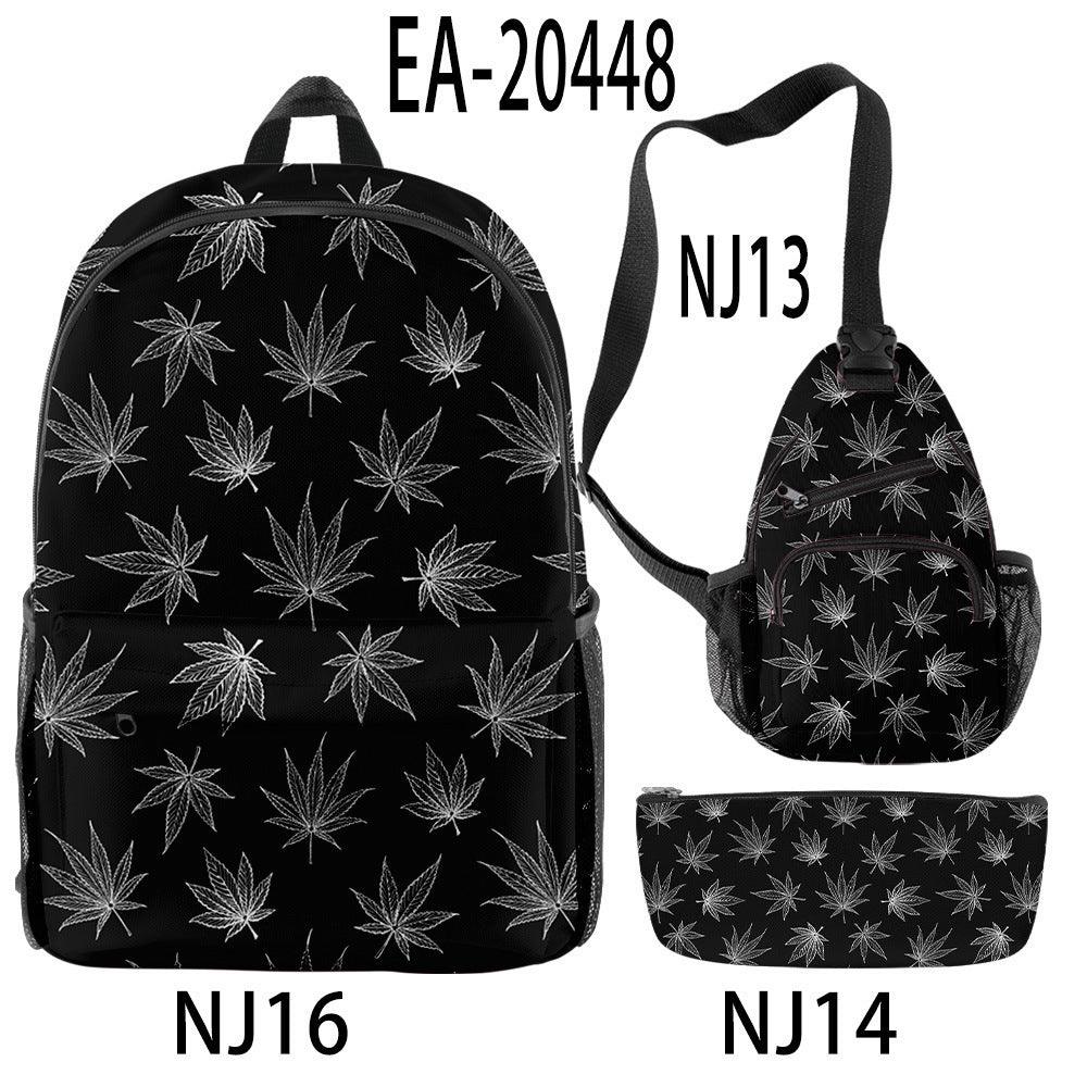 New Hemp Leaf Surrounding 3d Digital Backpack Pen Bag Shoulder - Trendha