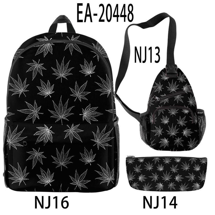 New Hemp Leaf Surrounding 3d Digital Backpack Pen Bag Shoulder - Trendha