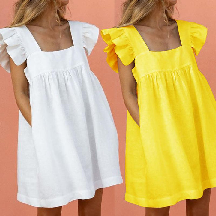 Casual loose solid color dress - Trendha