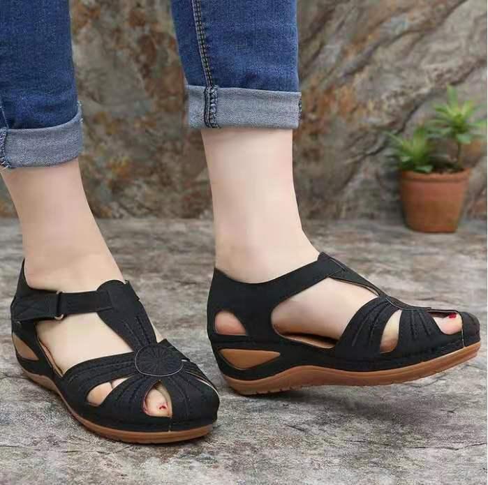 Thick-Soled Velcro Women's Hollow Sandals - Trendha