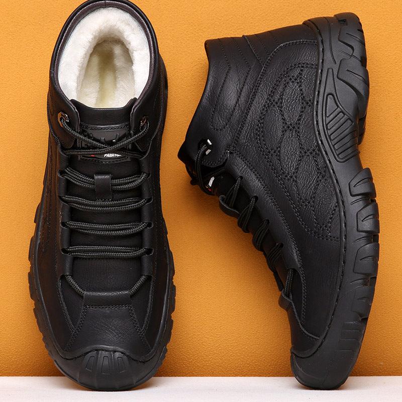 Men's Leather Warm Casual High-top Snow Boots - Trendha