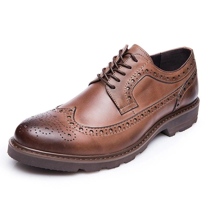 Men's Faux-Leather Wingtip Lace-Up Shoes