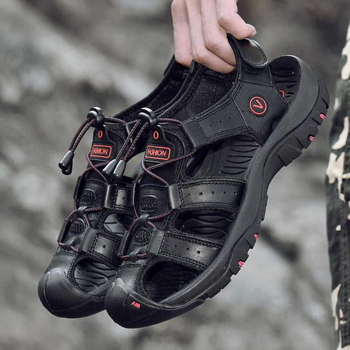 Sandals Men's Trendy Leather Toe Slippers Outdoor Sports Casual Shoes - Trendha