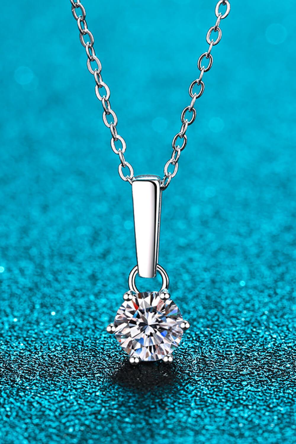 1 Carat Moissanite 925 Sterling Silver Chain-Link Necklace - Trendha
