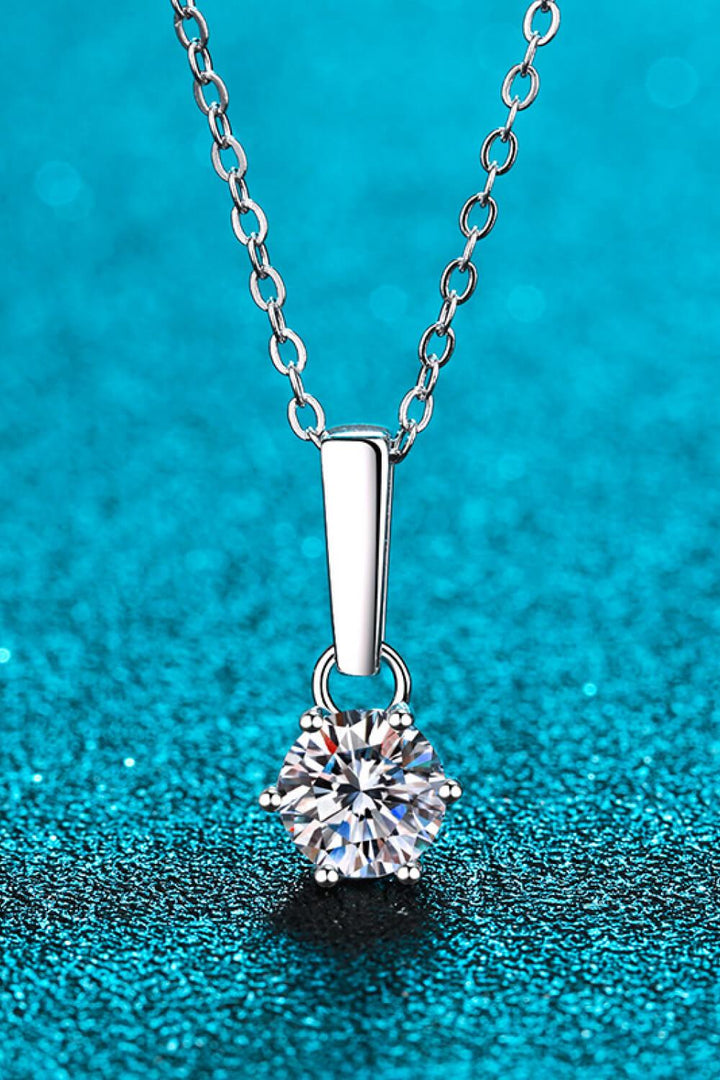 1 Carat Moissanite 925 Sterling Silver Chain-Link Necklace - Trendha