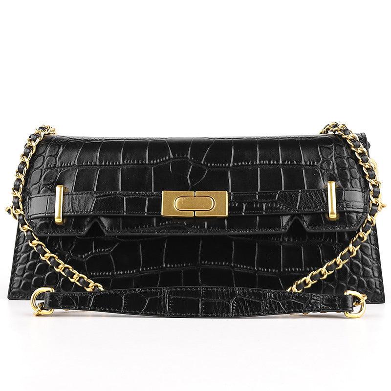 Simple Design Cowhide Chain One-shoulder Diagonal Bag - Trendha