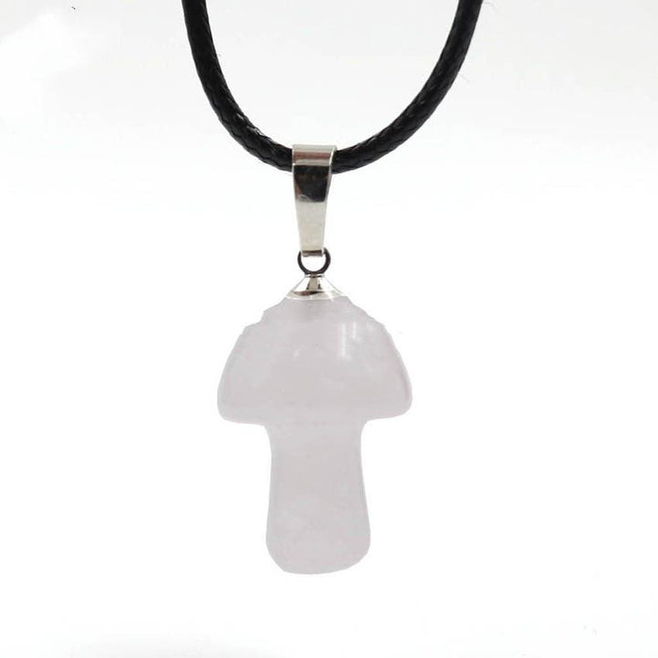 Natural Crystal Mini Small Mushroom Pendant Necklace - Trendha