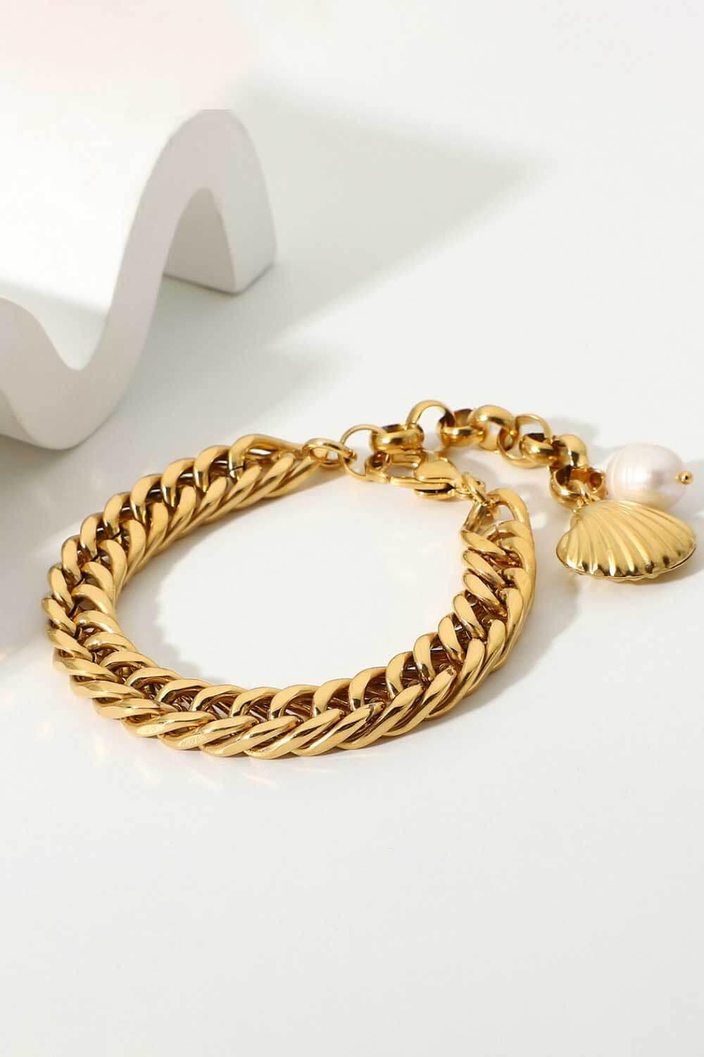 18K Gold-Plated Curb Chain Bracelet - Trendha