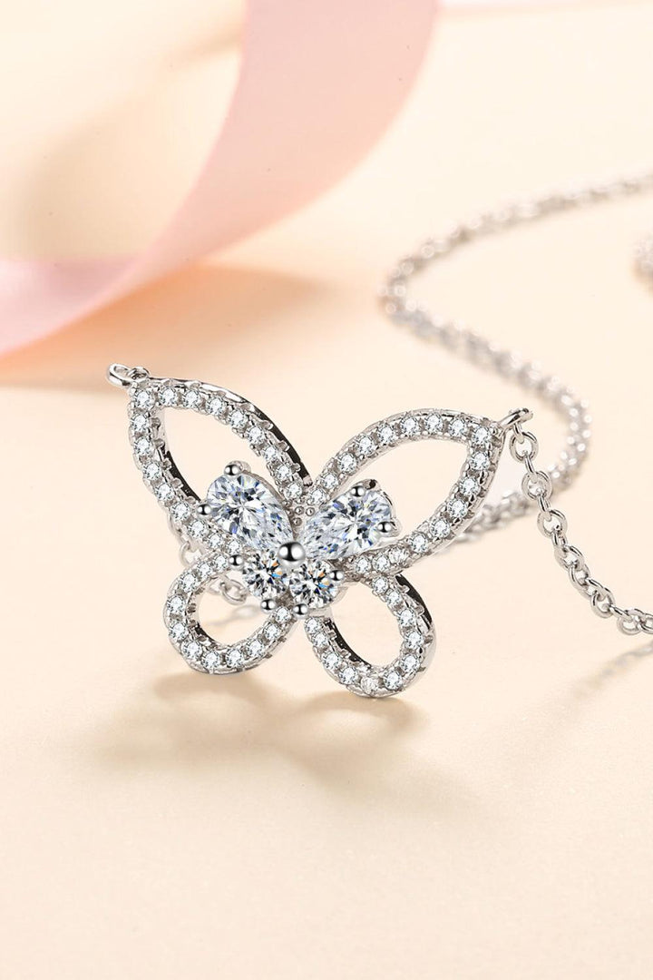 Moissanite Butterfly Pendant Necklace - Trendha