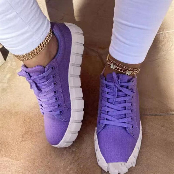 Casual Sports Lace-up Canvas Women's Shoes With Platform - Trendha
