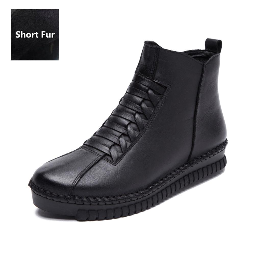 Leather shoes snow boots - Trendha