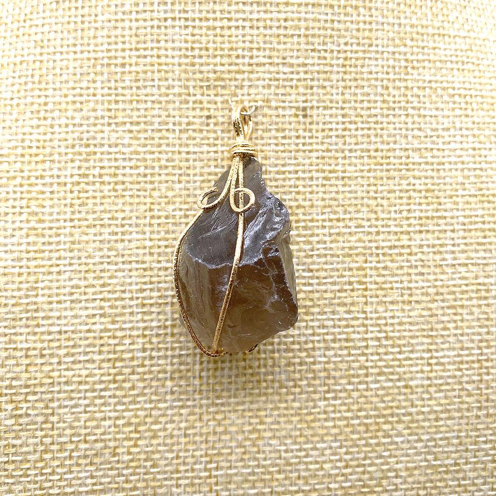 Hand-Wound Twisted Irregular Crystal Rough Stone Necklace - Trendha