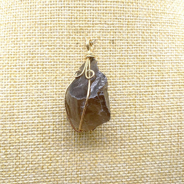Hand-Wound Twisted Irregular Crystal Rough Stone Necklace - Trendha