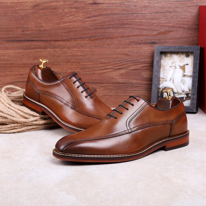 Men's Top Layer Leather Retro Trendy Shoes - Trendha