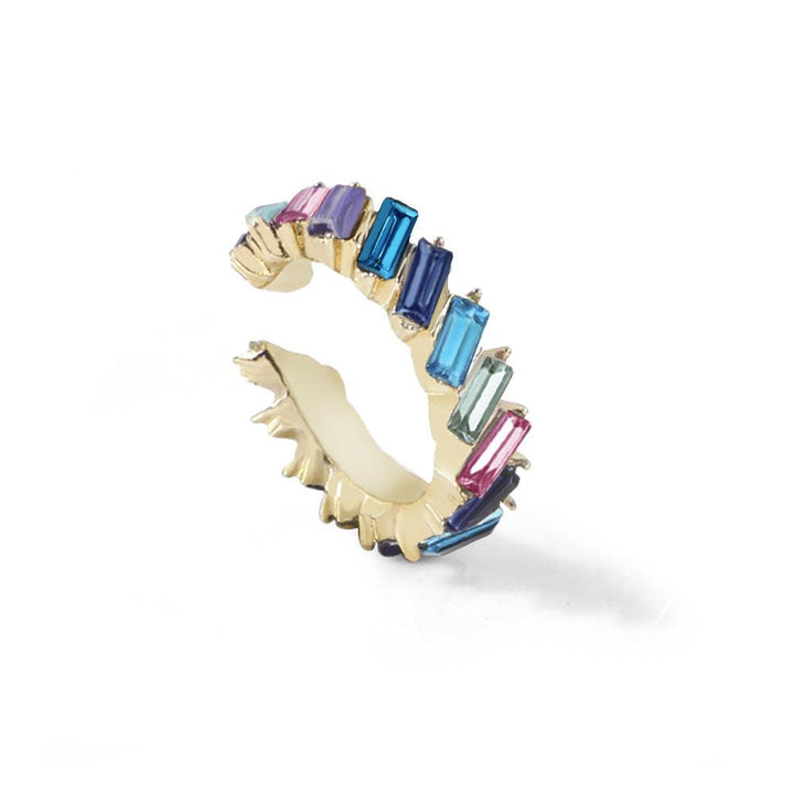 Multicolor glass diamond C-shaped earrings - Trendha