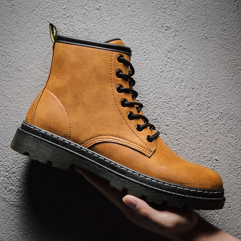 Martin boots men's leather boots cowboy casual shoes - Trendha