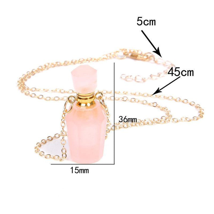 Perfume bottle crystal pendant necklace - Trendha