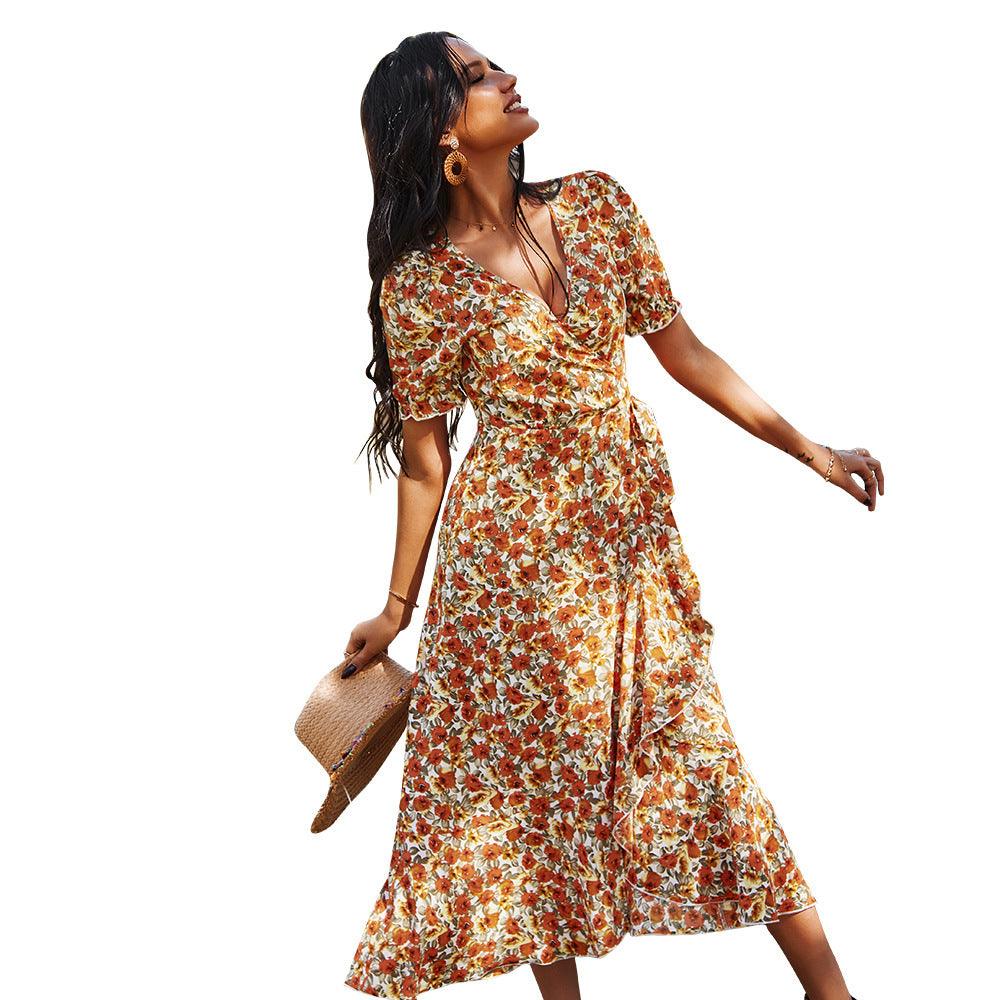 Women's Printed Waist-Defined Dress