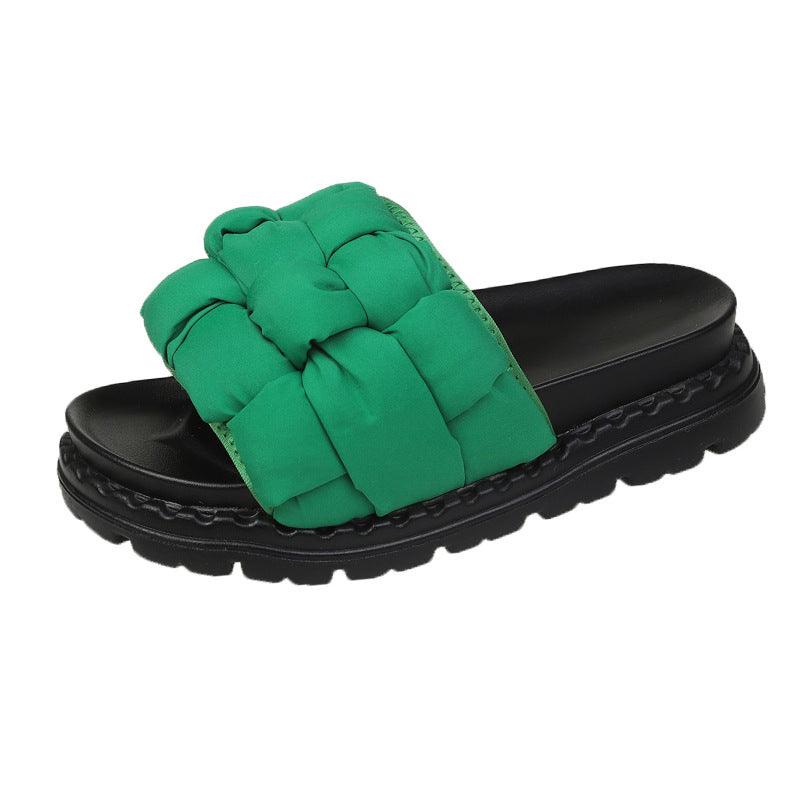 Women's New Summer Thick Bottomed Bread Woven Slippers - Trendha