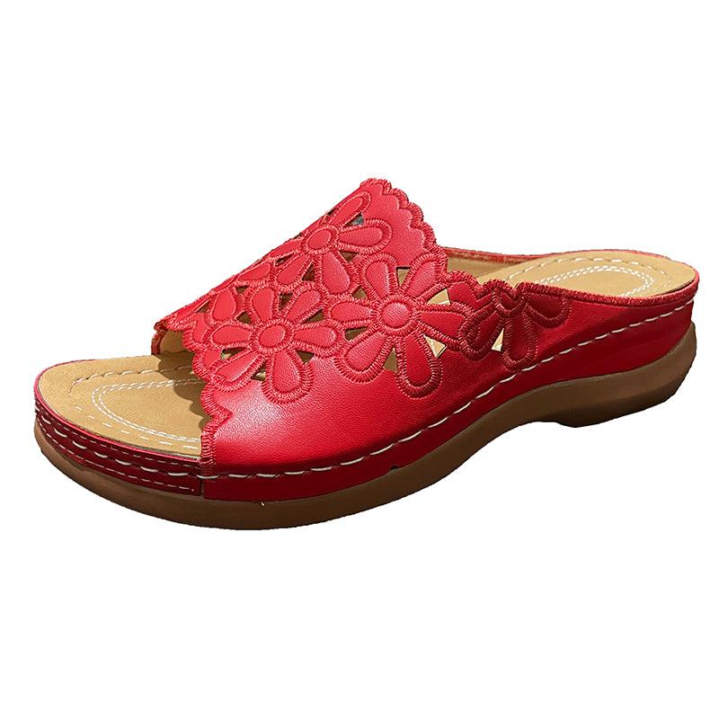 Wide Bottom Breathable Carved Fish Mouth Shoes - Trendha