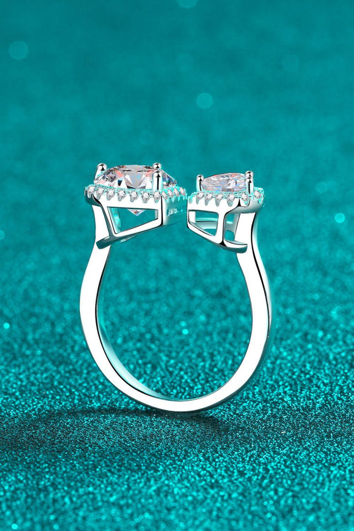 Heart-Shape Moissanite Open Ring - Trendha