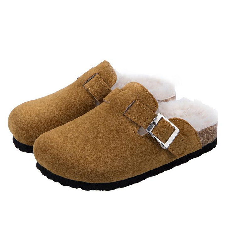 Round Head Comfortable Casual Flat Bottom Plus Fluffy Lazy Half Slippers Female Trend - Trendha