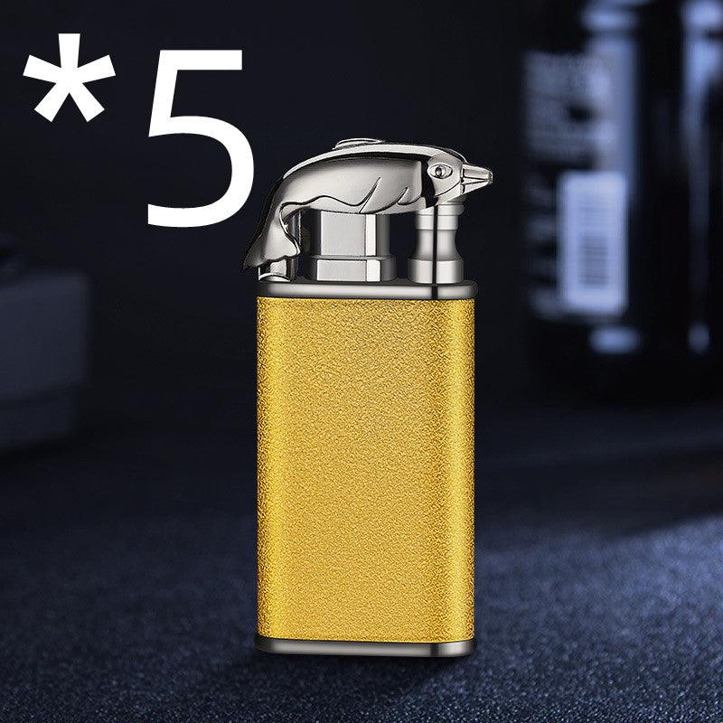 Creative Blue Flame Lighter Dolphin Dragon Tiger Double Fire Metal Winproof Lighter Inflatable Lighter - Trendha