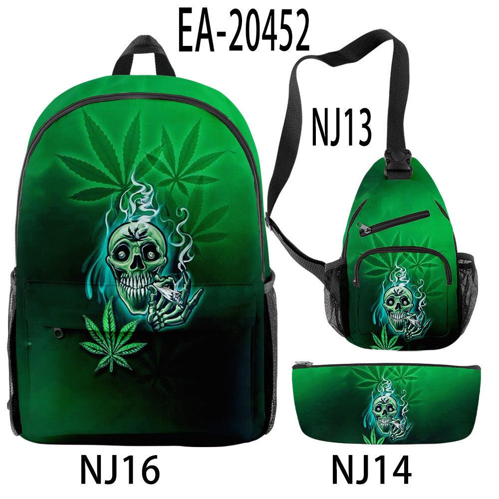 New Hemp Leaf Surrounding 3d Digital Backpack Pen Bag Shoulder - Trendha
