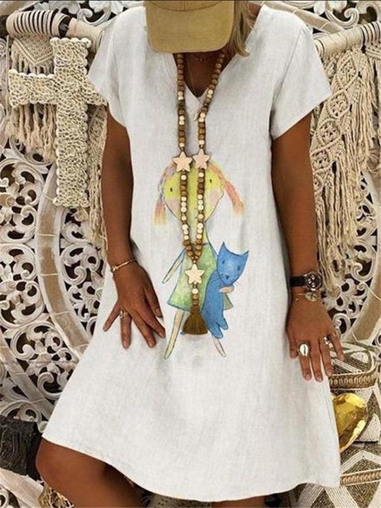 Printed short sleeve dress - Trendha