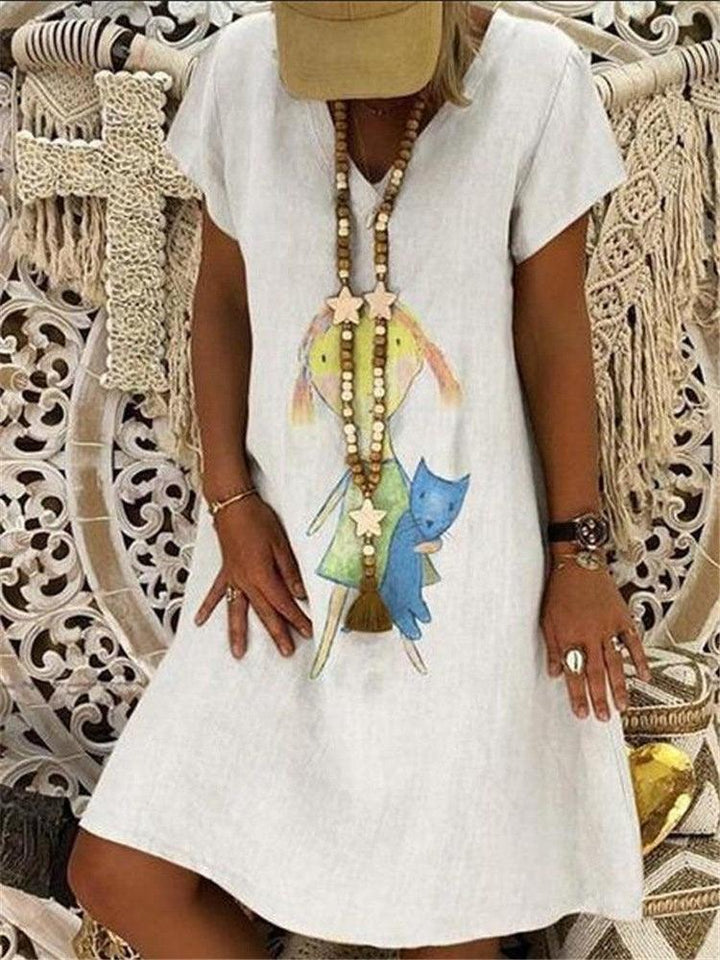 Printed short sleeve dress - Trendha