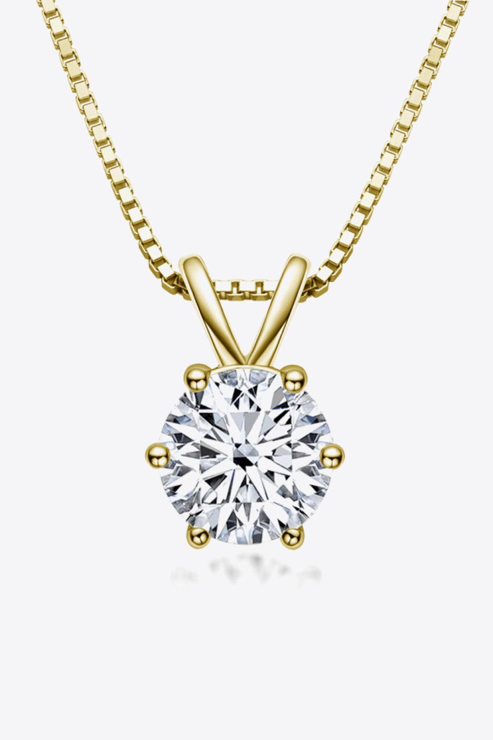 925 Sterling Silver 1 Carat Moissanite Pendant Necklace - Trendha