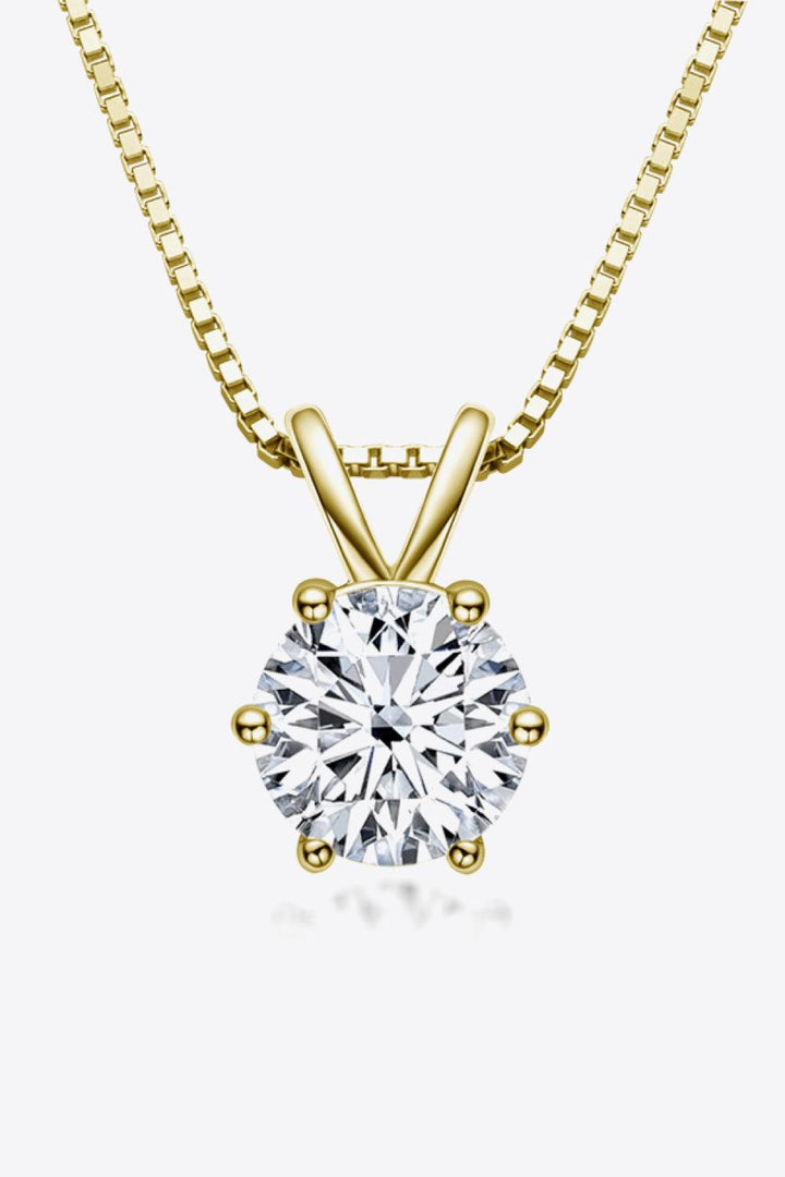 925 Sterling Silver 1 Carat Moissanite Pendant Necklace - Trendha