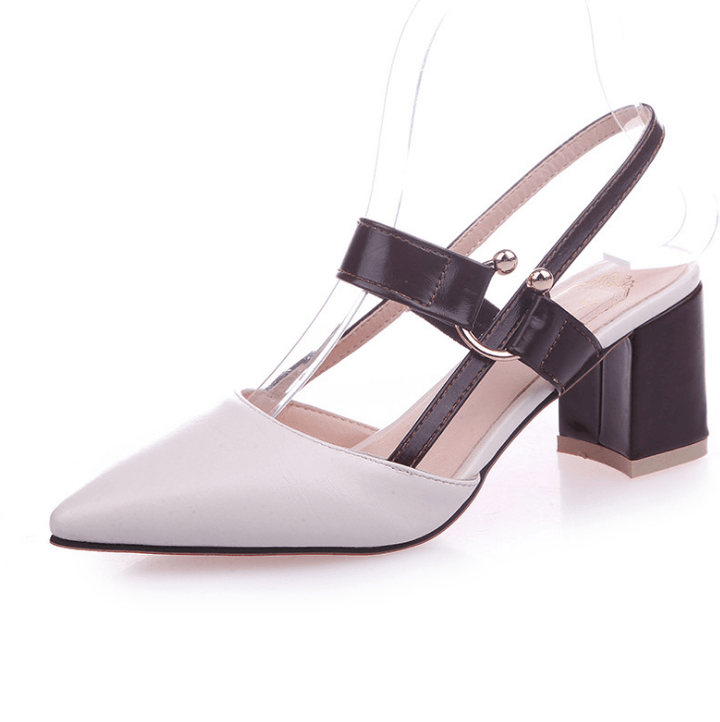 2021 new hollow coarse sandals high-heeled shallow mouth pointed baotou shoes work shoes women Female sexy high heels B1284 - Trendha