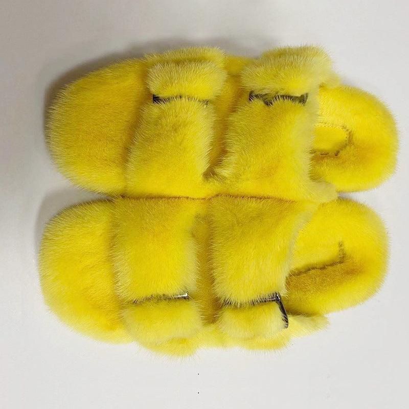 Plush Double-Strap Slippers