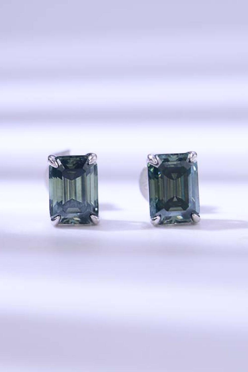 2 Carat Moissanite Stud Earrings in Green - Trendha