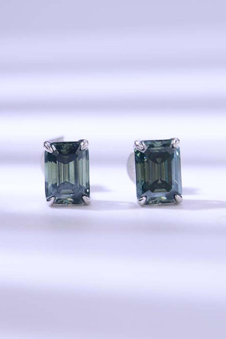 2 Carat Moissanite Stud Earrings in Green - Trendha