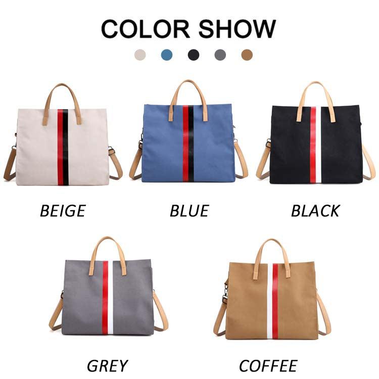 Women's Striped Canvas Tote Bag