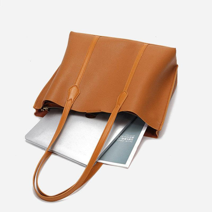 Large capacity cowhide shoulder bag - Trendha