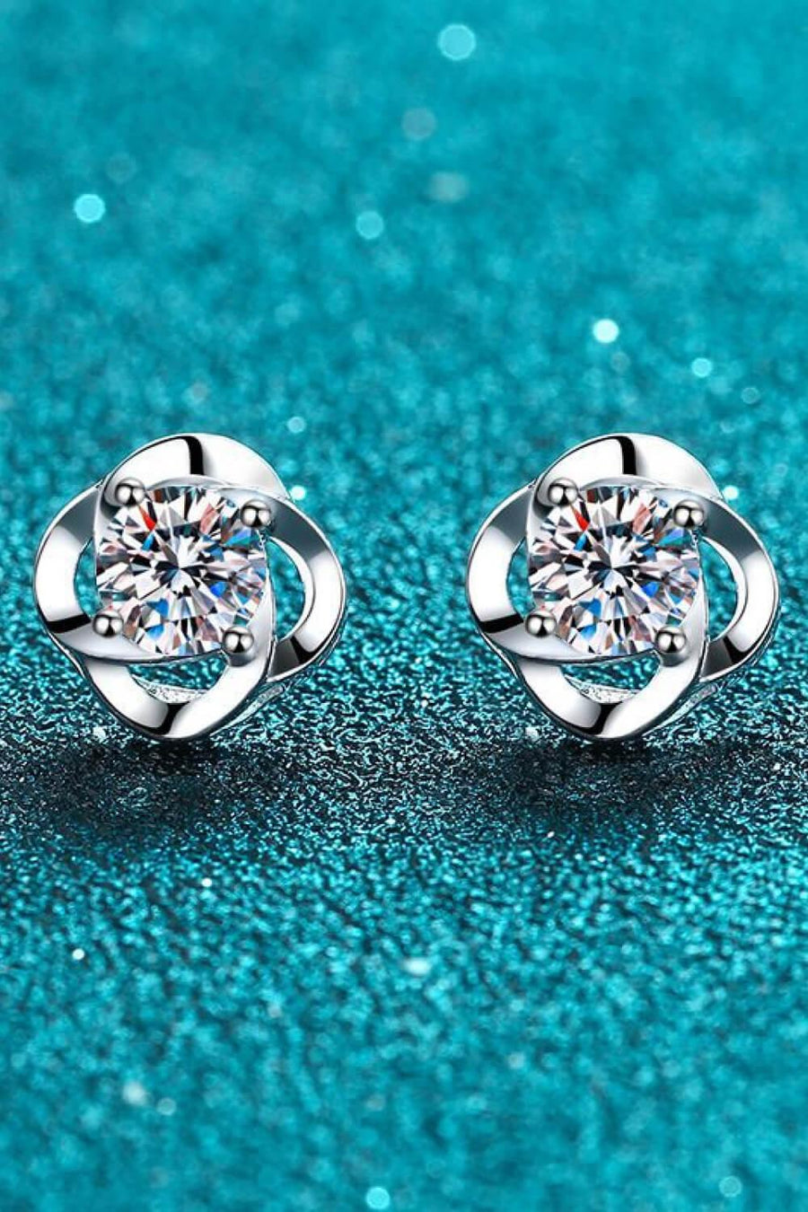 It's Your Day Moissanite Rhodium-Plated Stud Earrings - Trendha