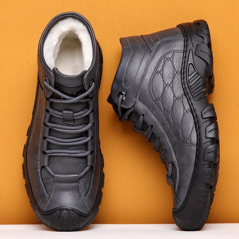 Men's Leather Warm Casual High-top Snow Boots - Trendha