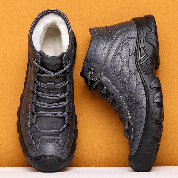 Men's Leather Warm Casual High-top Snow Boots - Trendha