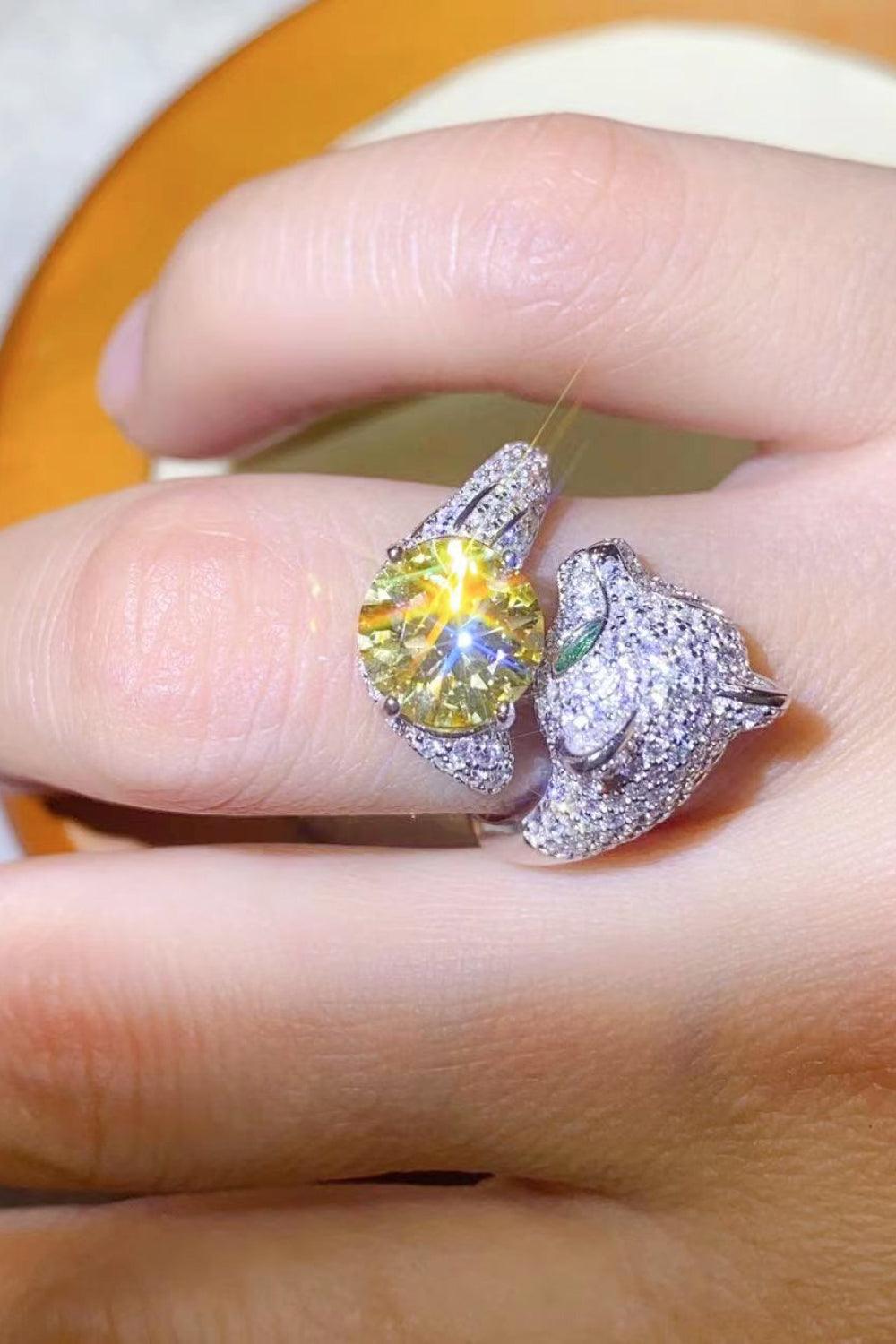 2 Carat Yellow Moissanite Animal Bypass Ring - Trendha