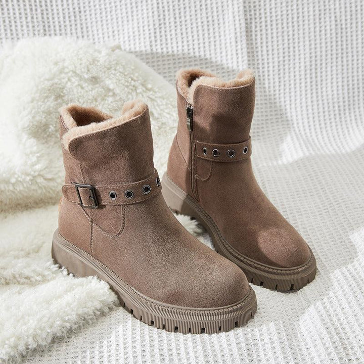 Snow Boots Women's Shoes Fur One In Winter Leather Cotton - Trendha