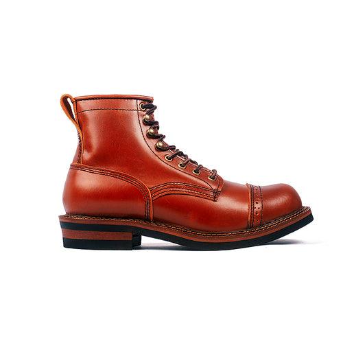 Men's Vintage Color Block High-top Leather Boots - Trendha