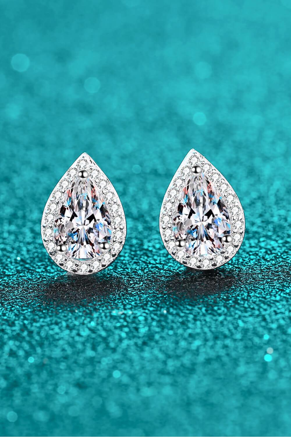 Moissanite Teardrop Stud Earrings - Trendha