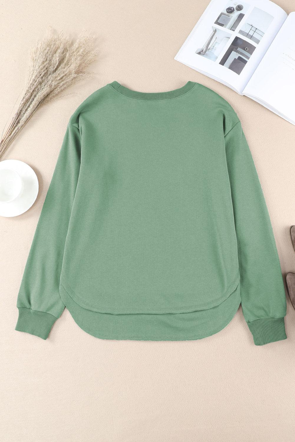 Side Slit Drop Shoulder Sweatshirt - Trendha