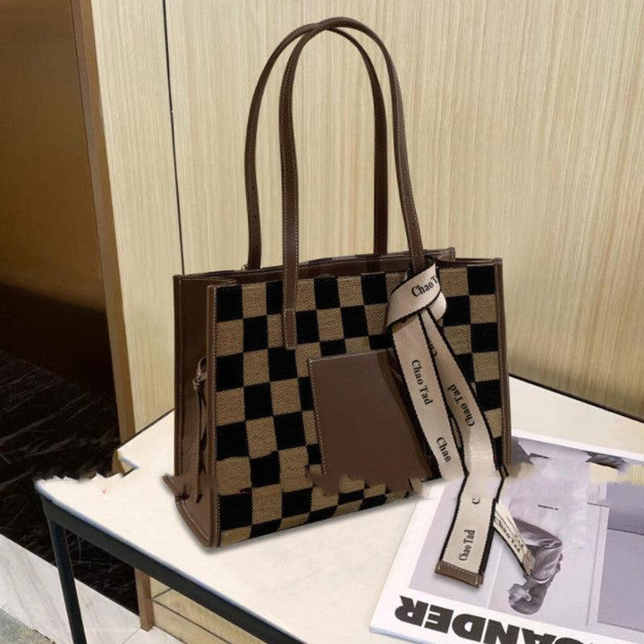 Ladies Fashion Retro Checkered Shoulder Bag - Trendha
